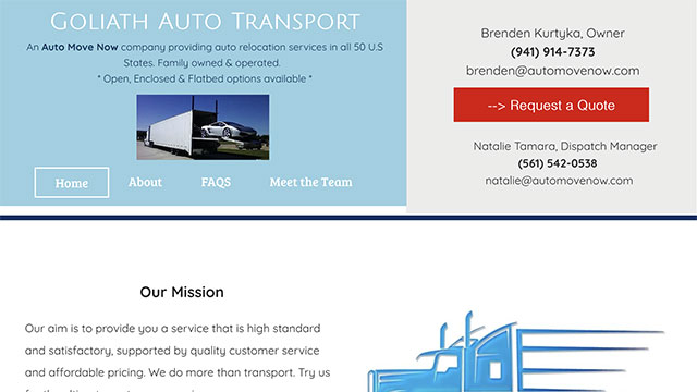 goliath auto transport website