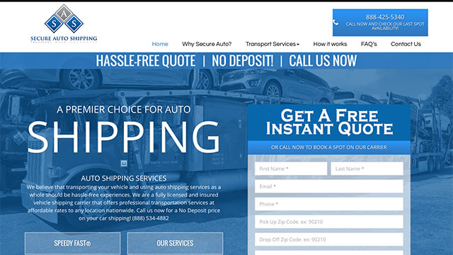 Secure Auto Shipping website